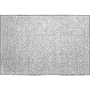 Luxury Washable Indoor/Outdoor The Reserve Silver 1\'8\" x 2\'6\" Rug