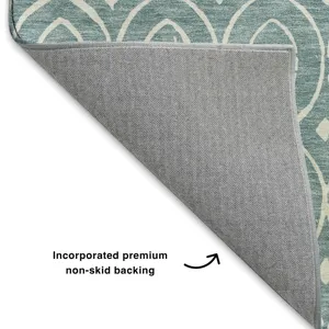 Luxury Washable Indoor/Outdoor The Reserve Turquoise 8\' x 10\' Rug