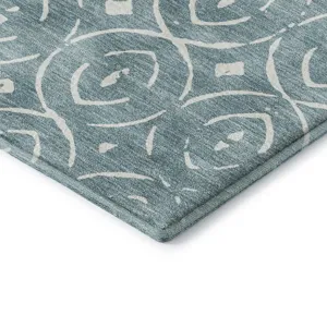 Luxury Washable Indoor/Outdoor The Reserve Turquoise 8\' x 10\' Rug