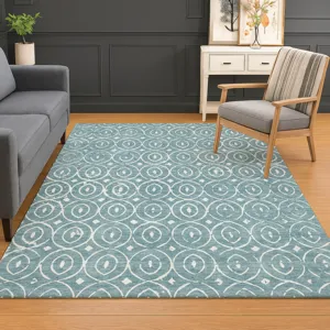 Luxury Washable Indoor/Outdoor The Reserve Turquoise 8\' x 10\' Rug