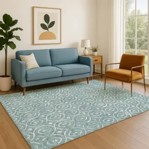 Luxury Washable Indoor/Outdoor The Reserve Turquoise 8\' x 10\' Rug