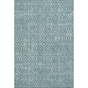 Luxury Washable Indoor/Outdoor The Reserve Turquoise 8\' x 10\' Rug