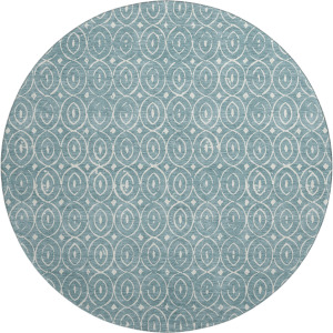 Luxury Washable Indoor/Outdoor The Reserve Turquoise Round Rug