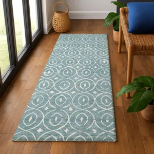Luxury Washable Indoor/Outdoor The Reserve Turquoise 2\'3\" x 7\'6\" Runner Rug