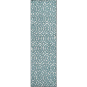 Luxury Washable Indoor/Outdoor The Reserve Turquoise Runner Rug