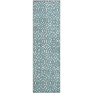 Luxury Washable Indoor/Outdoor The Reserve Turquoise 2\'3\" x 7\'6\" Runner Rug