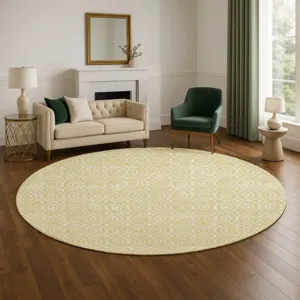 Luxury Washable Indoor/Outdoor The Reserve Wheat 8\' x 8\' Round Rug