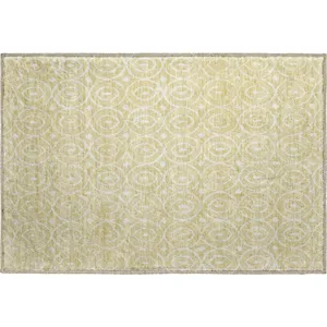 Luxury Washable Indoor/Outdoor The Reserve Wheat 1\'8\" x 2\'6\" Rug
