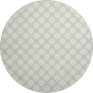 Luxury Washable Indoor/Outdoor The Reserve Beige 8\' x 8\' Round Rug