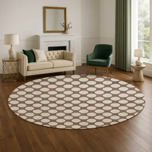 Luxury Washable Indoor/Outdoor The Reserve Coffee 8\' x 8\' Round Rug