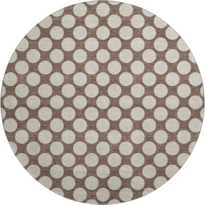 Luxury Washable Indoor/Outdoor The Reserve Coffee 8' x 8' Round Rug