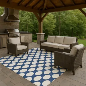 Luxury Washable Indoor/Outdoor The Reserve Navy 10\' x 14\' Rug