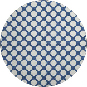 Luxury Washable Indoor/Outdoor The Reserve Navy 8' x 8' Round Rug