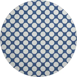 Luxury Washable Indoor/Outdoor The Reserve Navy 8\' x 8\' Round Rug