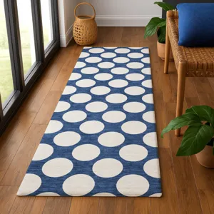 Luxury Washable Indoor/Outdoor The Reserve Navy 2\'3\" x 7\'6\" Runner Rug