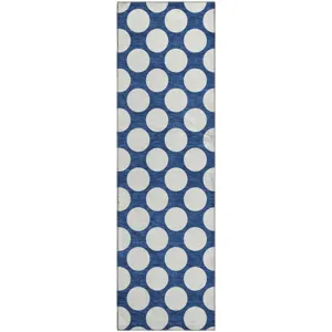 Luxury Washable Indoor/Outdoor The Reserve Navy 2\'3\" x 7\'6\" Runner Rug