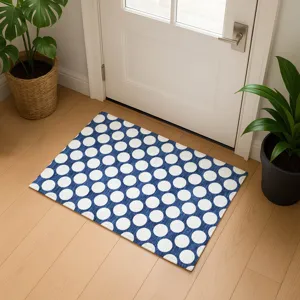 Luxury Washable Indoor/Outdoor The Reserve Navy 1\'8\" x 2\'6\" Rug
