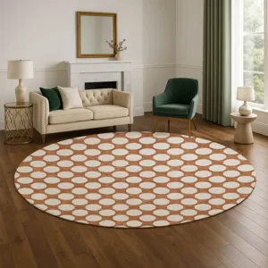 Luxury Washable Indoor/Outdoor The Reserve Paprika 8\' x 8\' Round Rug