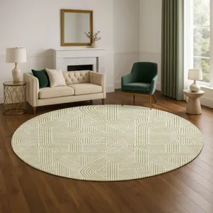 Luxury Washable Indoor/Outdoor The Reserve Aloe 8\' x 8\' Round Rug