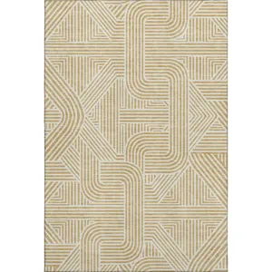 Luxury Washable Indoor/Outdoor The Reserve Gold 2\'6\" x 3\'10\" Rug