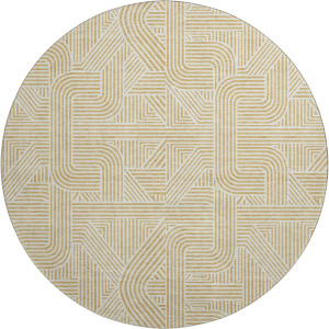 Luxury Washable Indoor/Outdoor The Reserve Gold 8' x 8' Round Rug