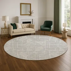 Luxury Washable Indoor/Outdoor The Reserve Gray 8\' x 8\' Round Rug