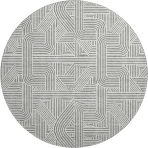 Luxury Washable Indoor/Outdoor The Reserve Gray 8' x 8' Round Rug