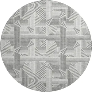 Luxury Washable Indoor/Outdoor The Reserve Gray 8\' x 8\' Round Rug