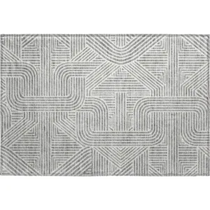 Luxury Washable Indoor/Outdoor The Reserve Gray 1\'8\" x 2\'6\" Rug
