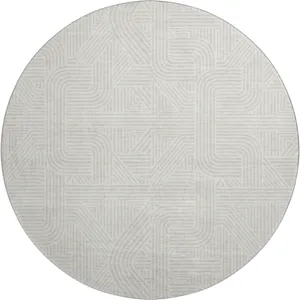 Luxury Washable Indoor/Outdoor The Reserve Linen 8\' x 8\' Round Rug