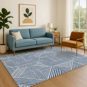Luxury Washable Indoor/Outdoor The Reserve Navy 2\'6\" x 3\'10\" Rug
