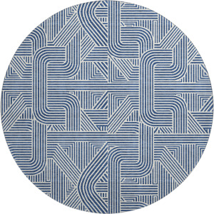 Luxury Washable Indoor/Outdoor The Reserve Navy 8' x 8' Round Rug