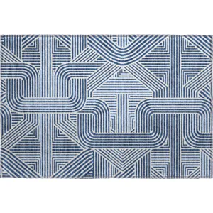 Luxury Washable Indoor/Outdoor The Reserve Navy 1\'8\" x 2\'6\" Rug