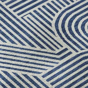 Luxury Washable Indoor/Outdoor The Reserve Navy 2\'3\" x 7\'6\" Runner Rug