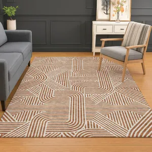 Luxury Washable Indoor/Outdoor The Reserve Paprika 10\' x 14\' Rug