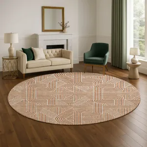 Luxury Washable Indoor/Outdoor The Reserve Paprika 8\' x 8\' Round Rug
