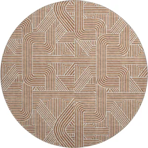 Luxury Washable Indoor/Outdoor The Reserve Paprika 8\' x 8\' Round Rug