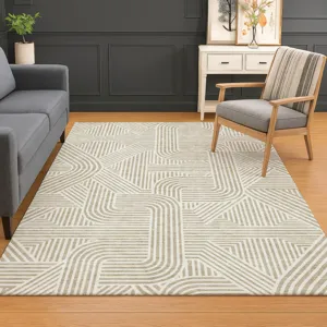 Luxury Washable Indoor/Outdoor The Reserve Putty 10\' x 14\' Rug