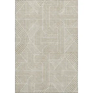 Luxury Washable Indoor/Outdoor The Reserve Putty 10\' x 14\' Rug