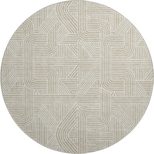 Luxury Washable Indoor/Outdoor The Reserve Putty 8' x 8' Round Rug