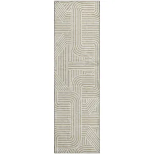 Luxury Washable Indoor/Outdoor The Reserve Putty 2\'3\" x 7\'6\" Runner Rug