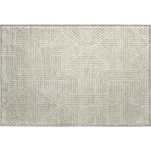 Luxury Washable Indoor/Outdoor The Reserve Putty 1\'8\" x 2\'6\" Rug