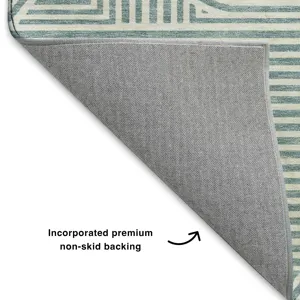 Luxury Washable Indoor/Outdoor The Reserve Teal 1\'8\" x 2\'6\" Rug