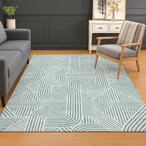 Luxury Washable Indoor/Outdoor The Reserve Teal 5\' x 7\'6\" Rug