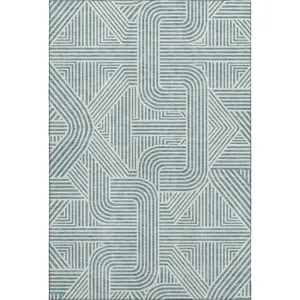 Luxury Washable Indoor/Outdoor The Reserve Teal 5\' x 7\'6\" Rug