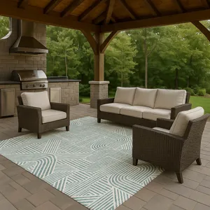 Luxury Washable Indoor/Outdoor The Reserve Teal 5\' x 7\'6\" Rug