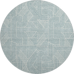 Luxury Washable Indoor/Outdoor The Reserve Teal 8' x 8' Round Rug