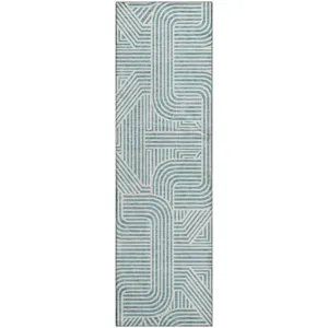 Luxury Washable Indoor/Outdoor The Reserve Teal 2\'3\" x 7\'6\" Runner Rug