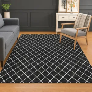 Luxury Washable Indoor/Outdoor The Reserve Black 2\'6\" x 3\'10\" Rug