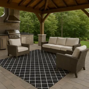 Luxury Washable Indoor/Outdoor The Reserve Black 2\'6\" x 3\'10\" Rug